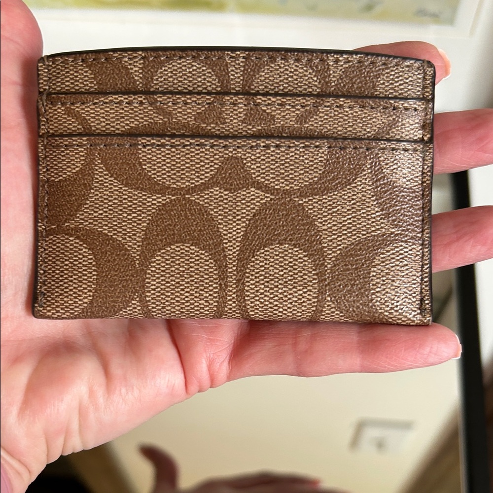 Coach Tan and Brown Card Holder with Gold Accent - Picture 3 of 9
